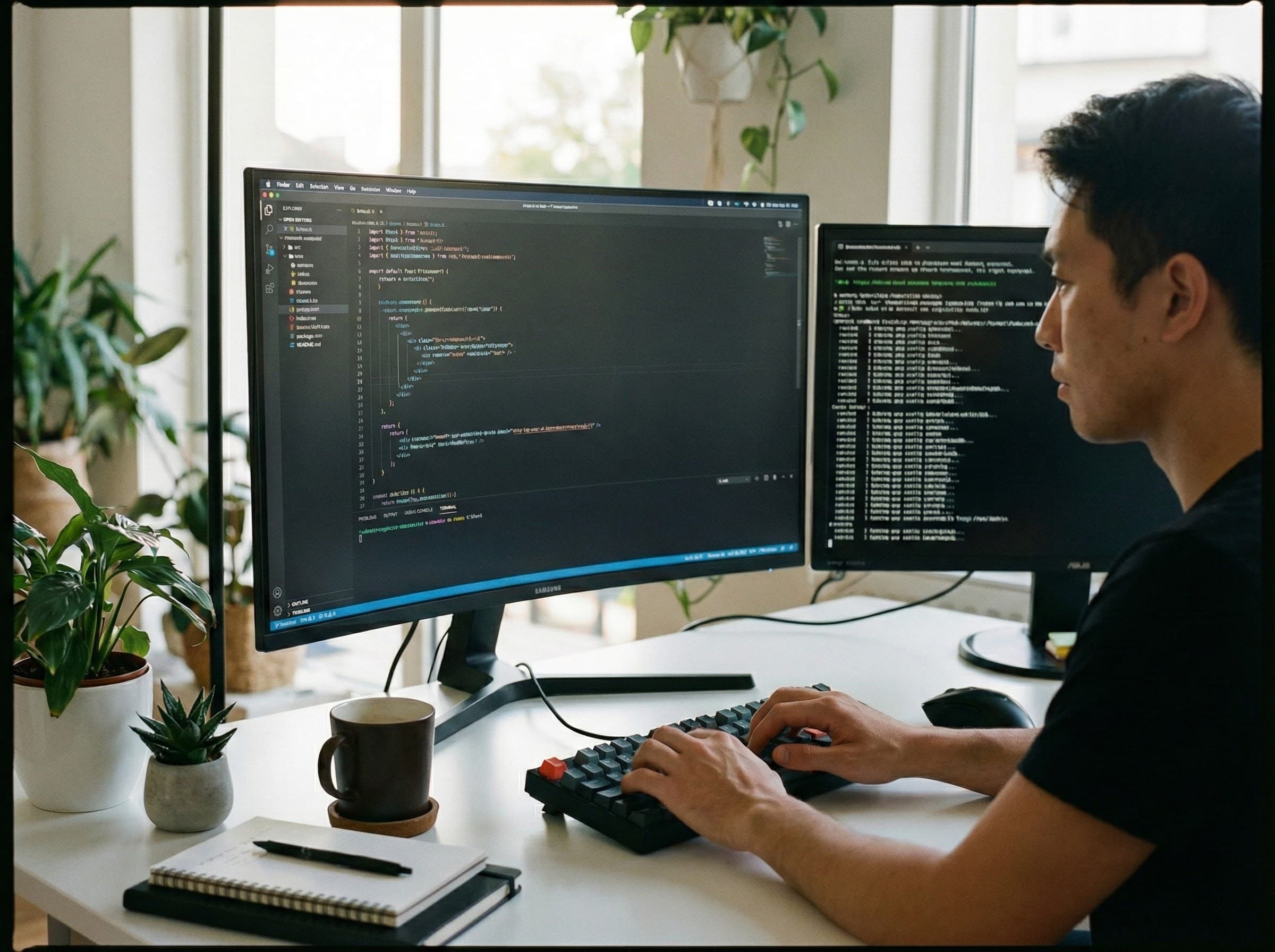 複数のPCでソフトウェア開発を行う様子